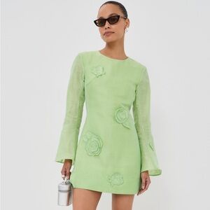 Leo Lin Suzanne Applique Long Sleeve Mini Dress